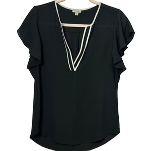 Tristan Black Ruffle Sleeve Top